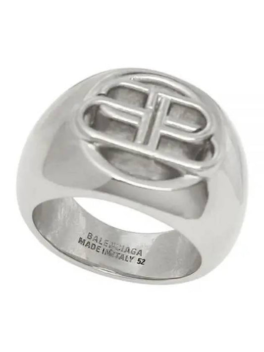 Luxury Balenciaga BB Signature Bold Ring Silver