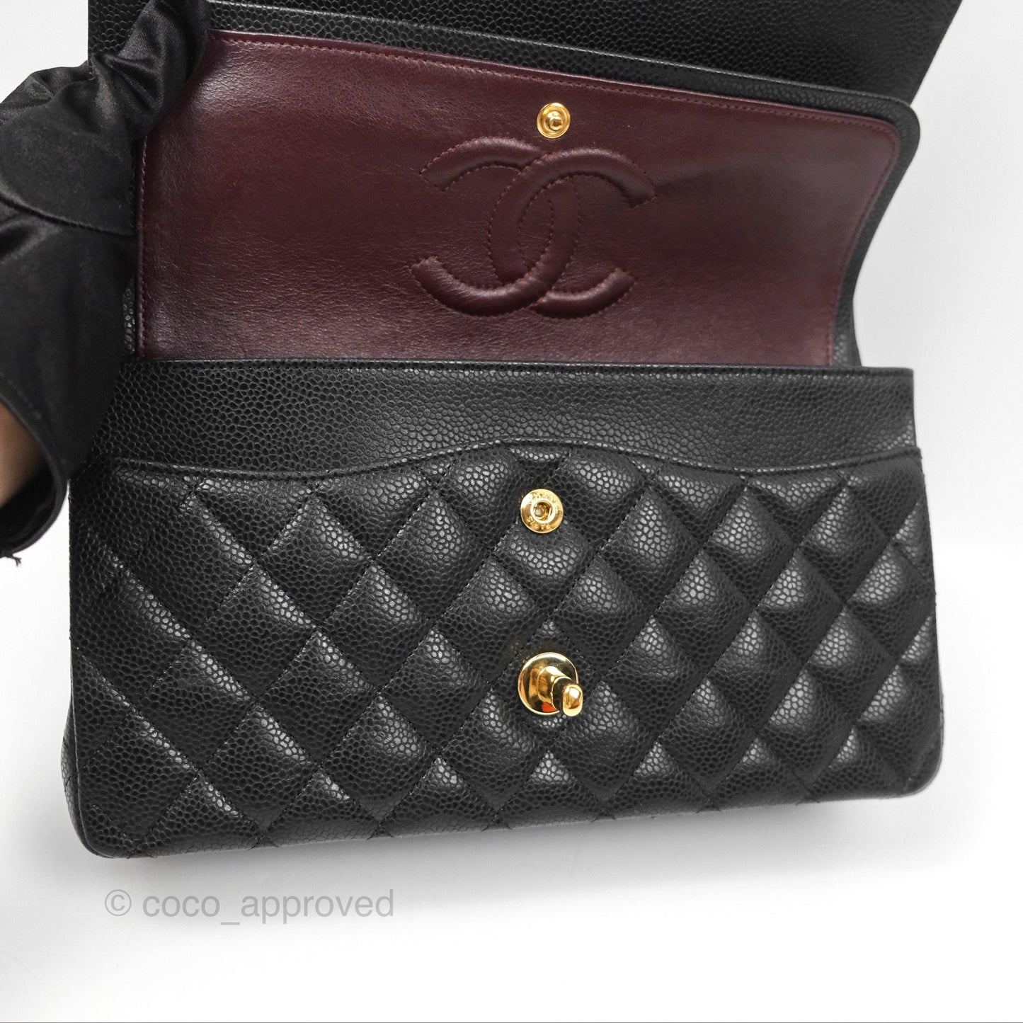 Chanel Classic M/L Medium Flap Quilted Black Caviar Gold Hardware