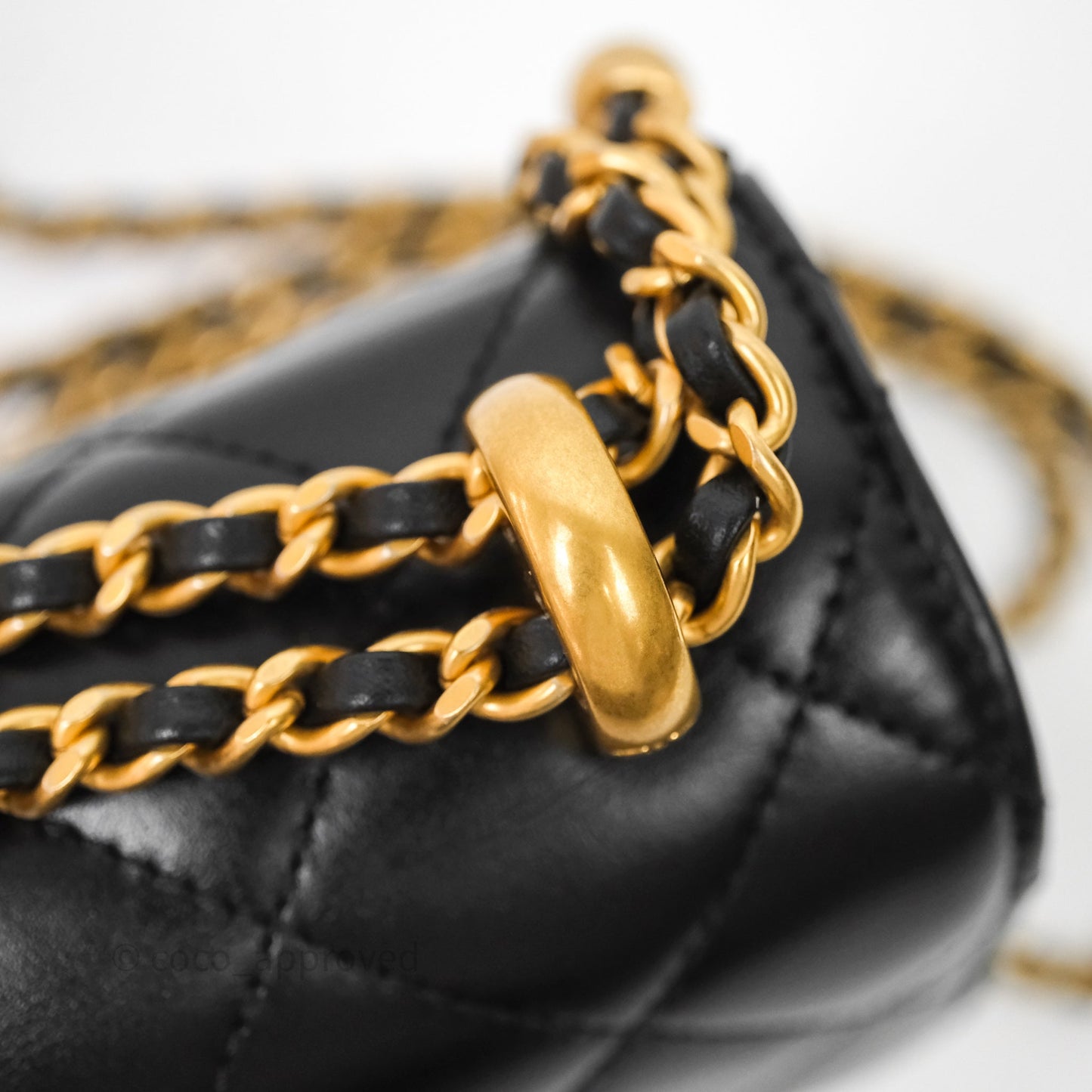 Chanel Mini Perfect Fit Adjustable Quilted Black Calfskin Aged Gold Hardware