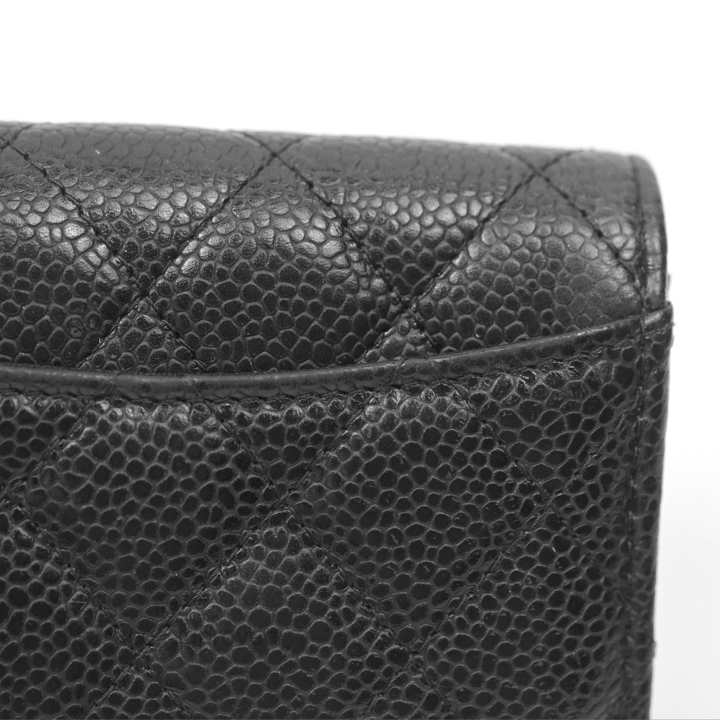 Chanel Quilted Flap Card Holder Black Caviar Gold Hardware