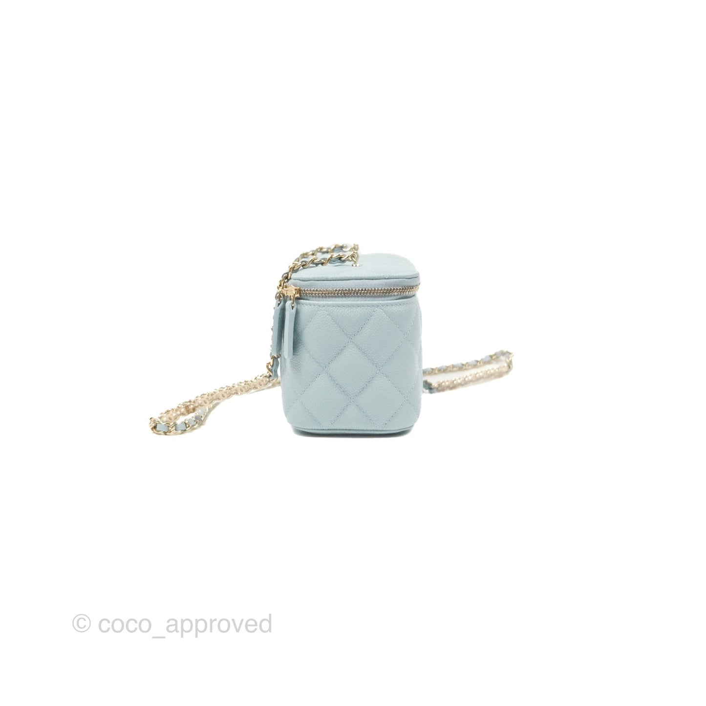 Chanel Vanity with CC Chain Light Blue Caviar Gold Hardware