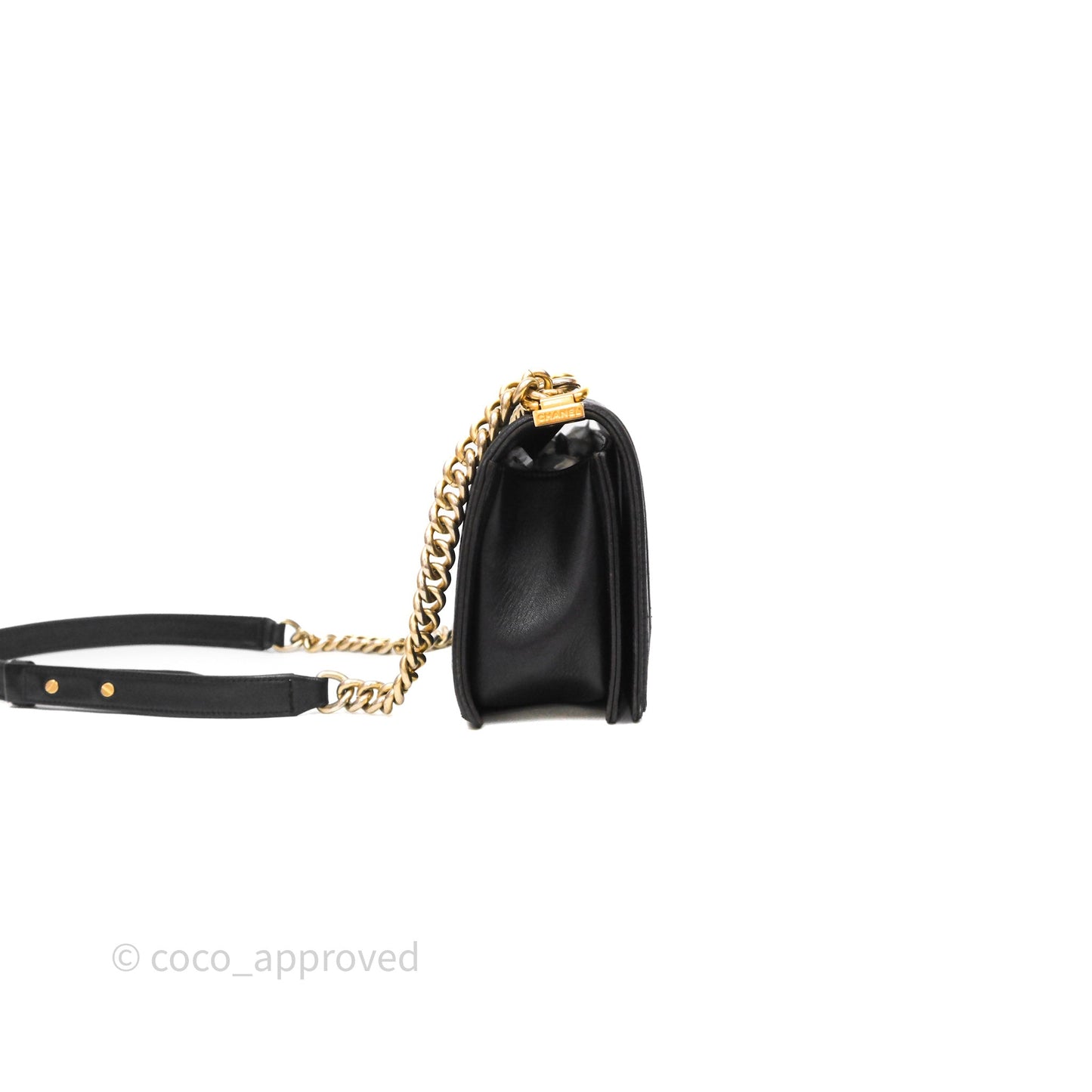 Chanel Medium Boy Quilted Black Lambskin Aged Gold Hardware