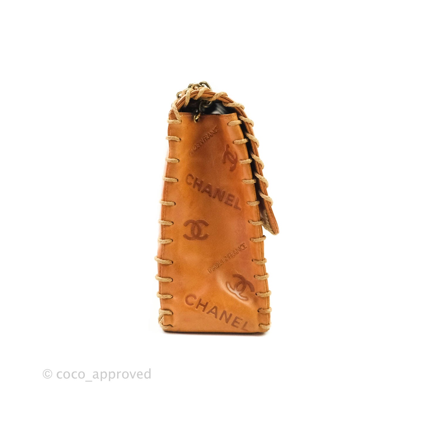 Chanel Embossed Leather XL Jumbo Flap Tan Antique Gold Hardware