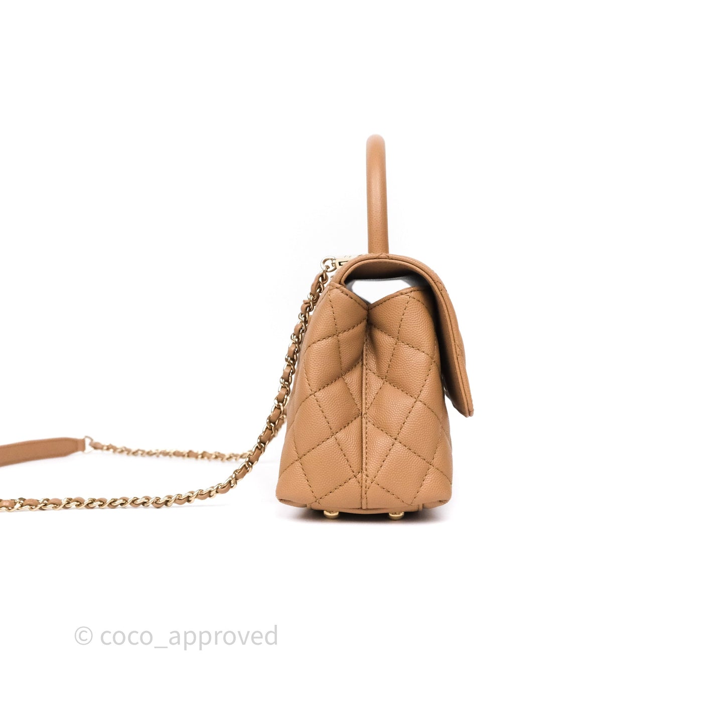 Chanel Small Coco Handle Quilted Beige Caviar Gold Hardware