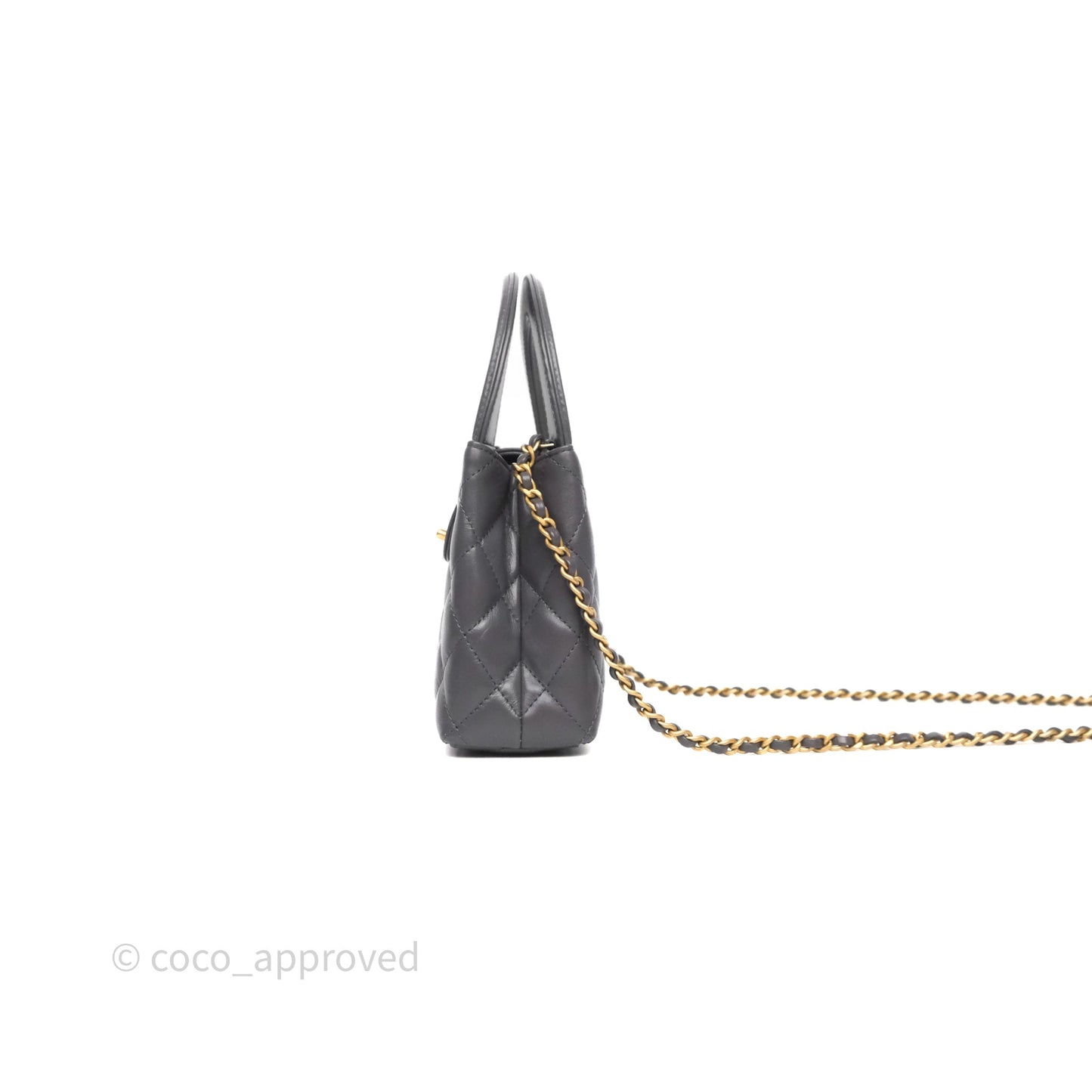 Chanel Kelly Bag Quilted Grey Shiny Crumpled Calfskin Aged Gold Hardware