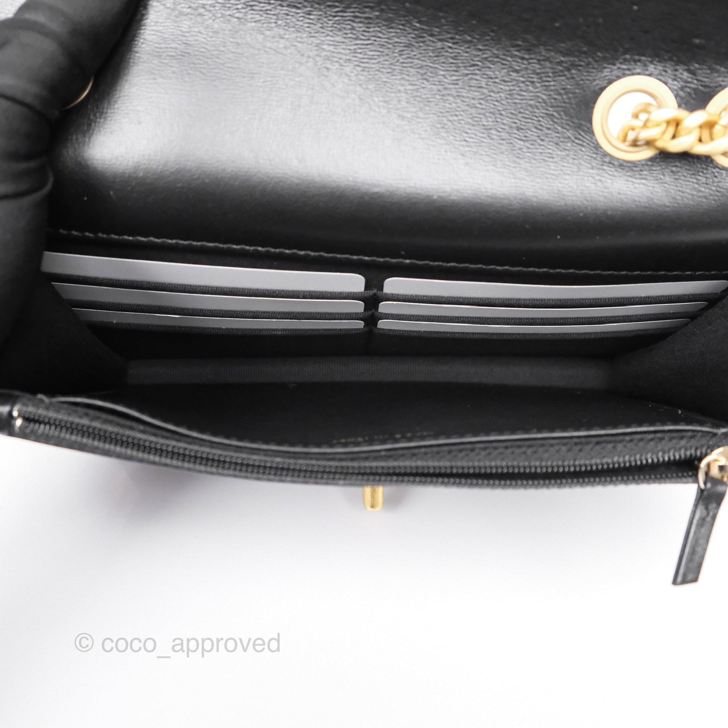 Chanel All Slide Wallet on Chain WOC Adjustable Chain Quilted Black Lambskin 22K