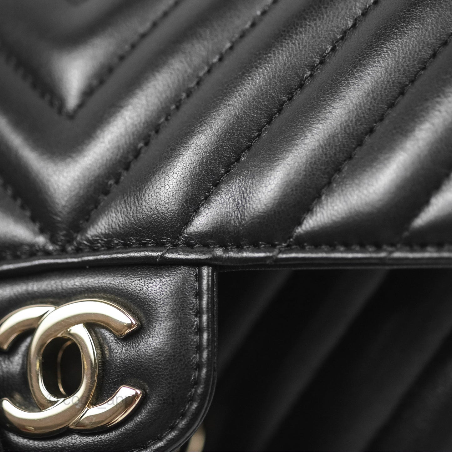 Chanel Mini Rectangular Flap Chevron Black Lambskin Gold Hardware