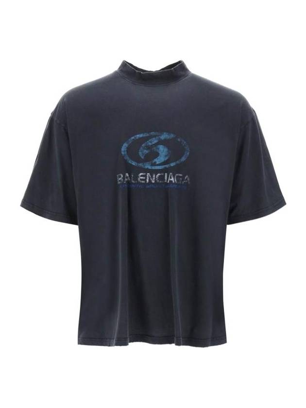 Luxury Balenciaga Surfer Medium Fit Short Sleeve T-Shirt Navy