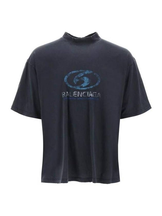 Luxury Balenciaga Surfer Medium Fit Short Sleeve T-Shirt Navy