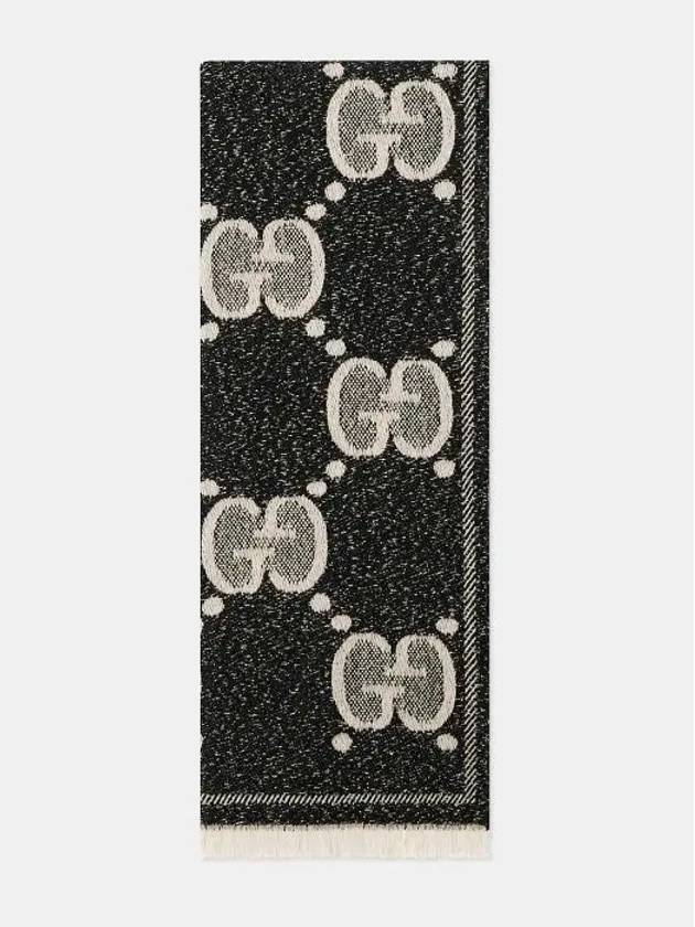 Luxury Gucci Trending 2025 GG Two-Tone Wool Jacquard Scarf Black