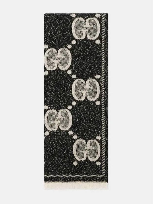 Luxury Gucci Trending 2025 GG Two-Tone Wool Jacquard Scarf Black