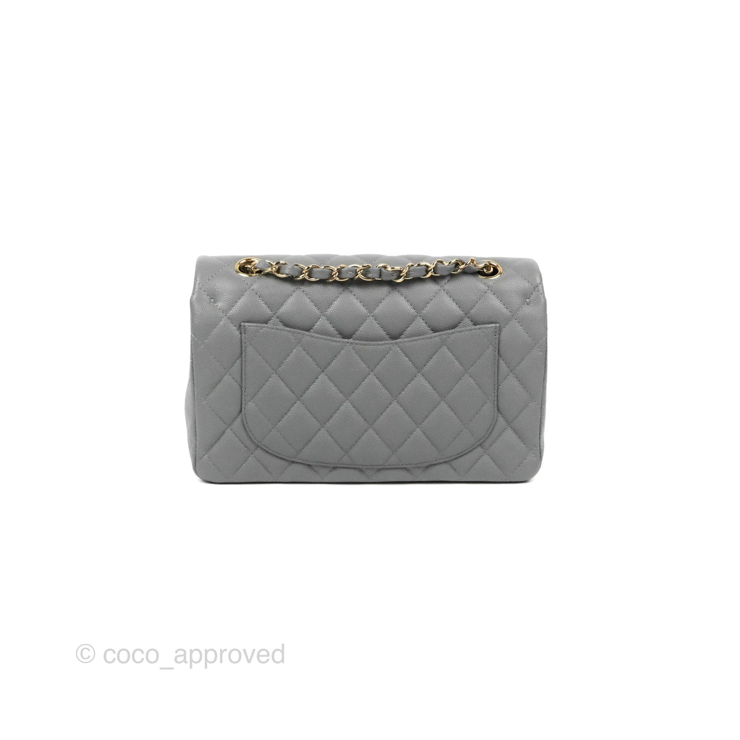 Chanel Small Classic Quilted Flap Grey Caviar Gold Hardware 20C
