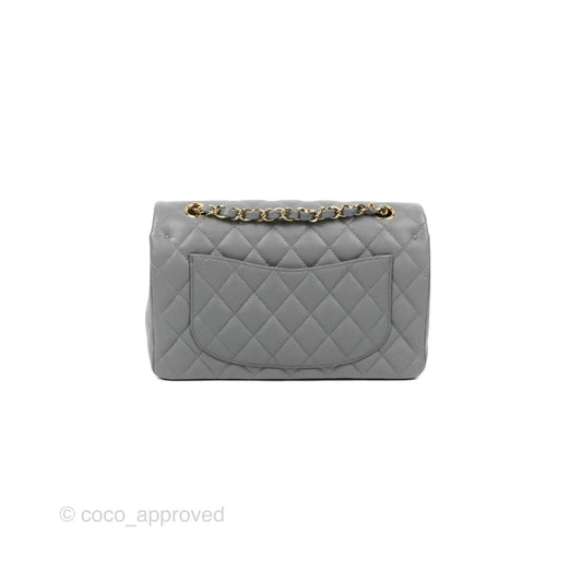 Chanel Small Classic Quilted Flap Grey Caviar Gold Hardware 20C