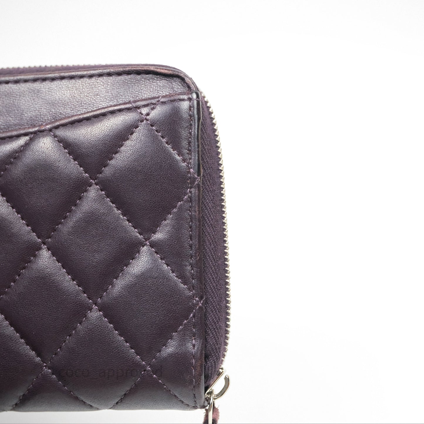 Chanel Classic Zipped Long Wallet Dark Purple Lambskin Silver Hardware