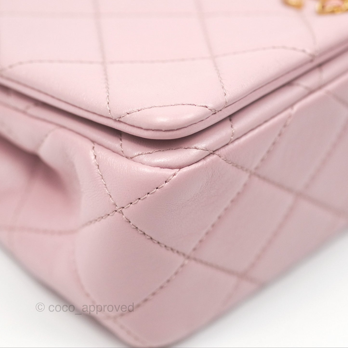 Chanel Flap Bag Dusty Pink Lambskin Aged Gold Hardware 24P