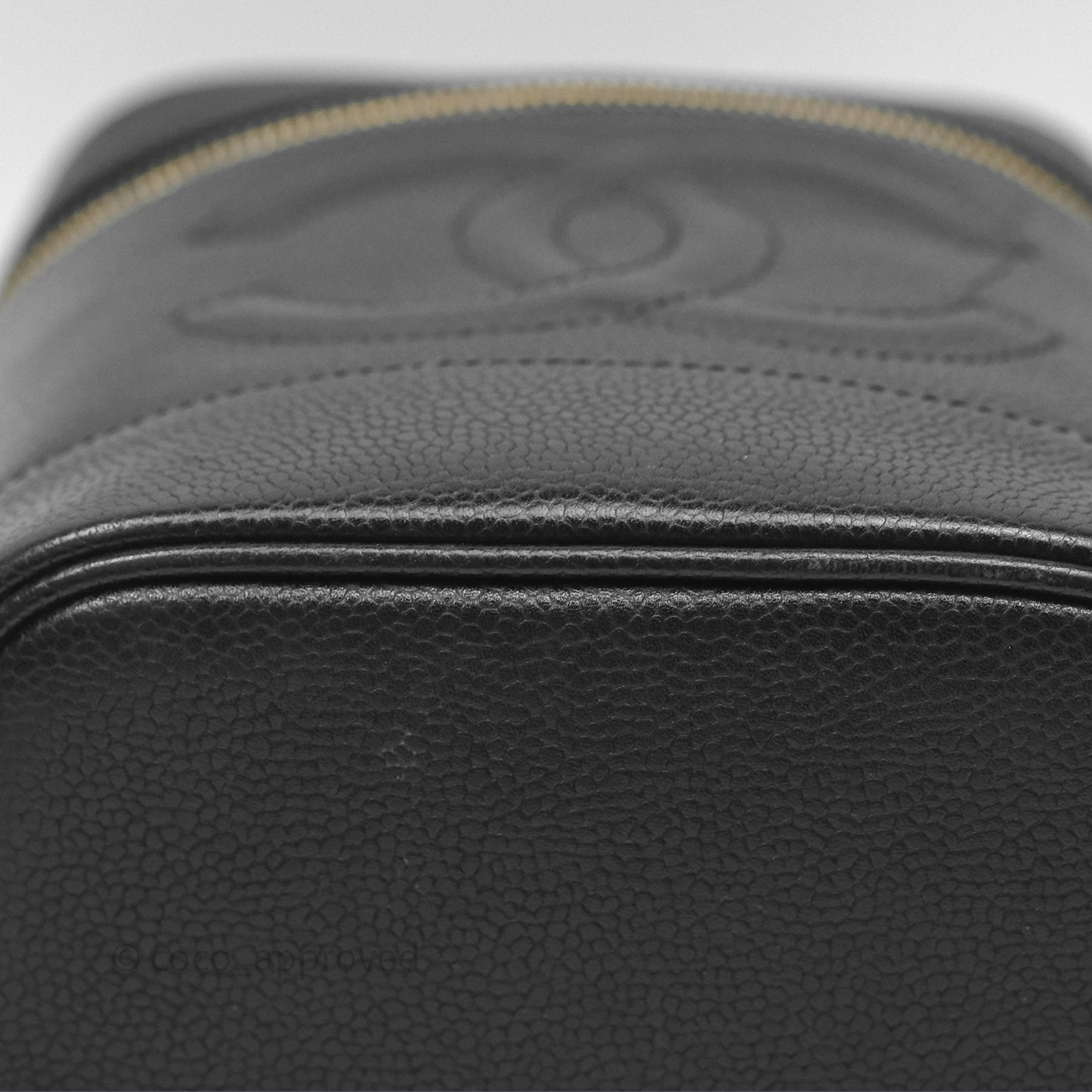 Chanel Vintage Vanity Case Black Caviar Gold Hardware