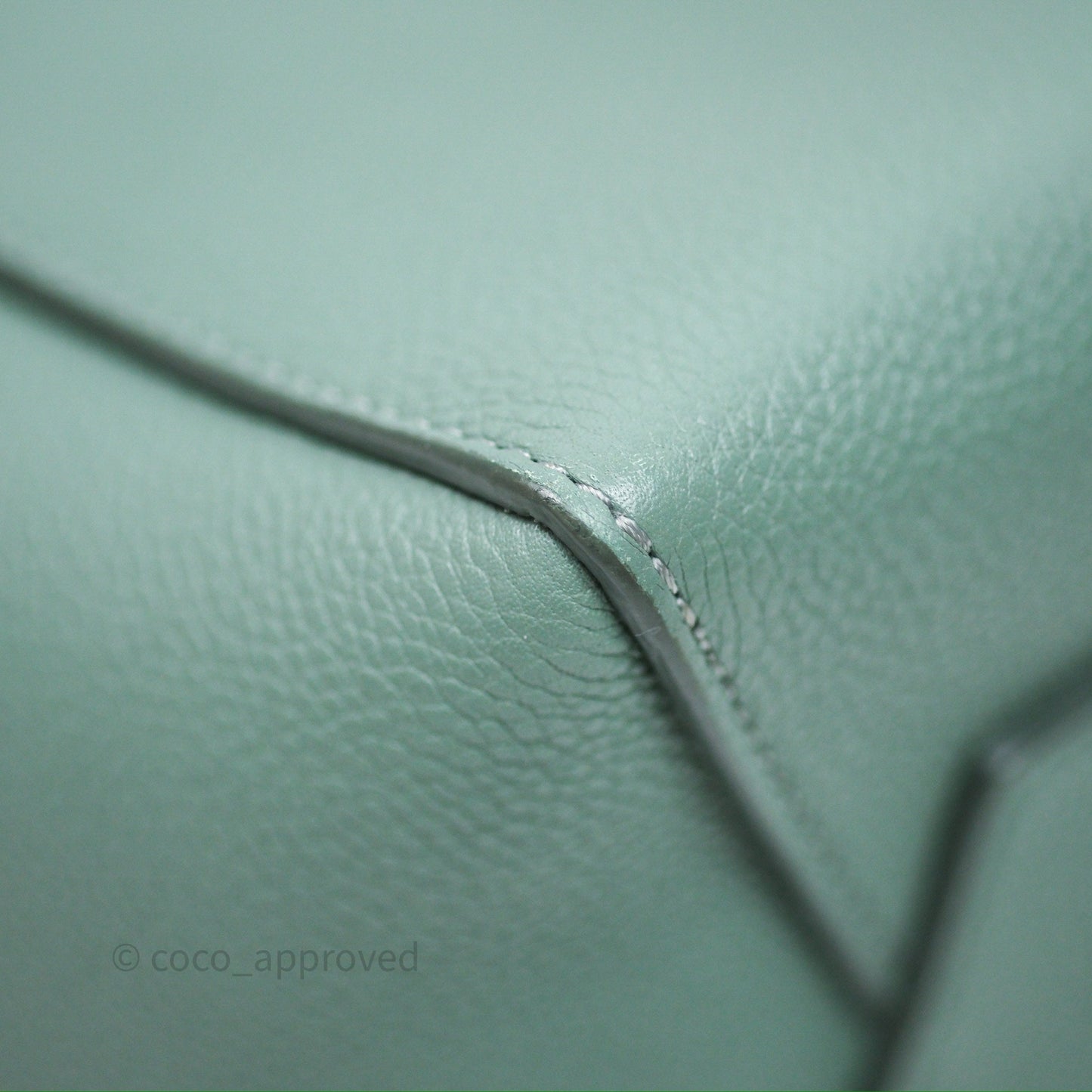 Celine Small Sangle Bucket Bag Light Green Celadon Grained Calfskin Silver Hardware