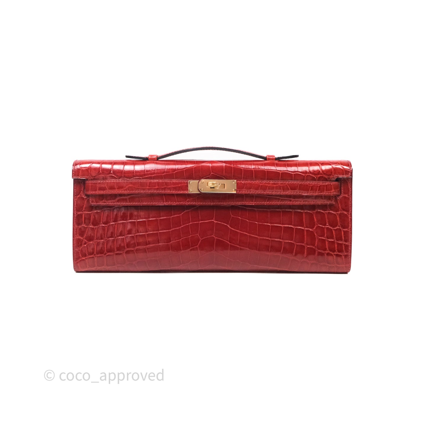 Hermes Kelly Cut Rouge H Shiny Niloticus Crocodile Gold Hardware