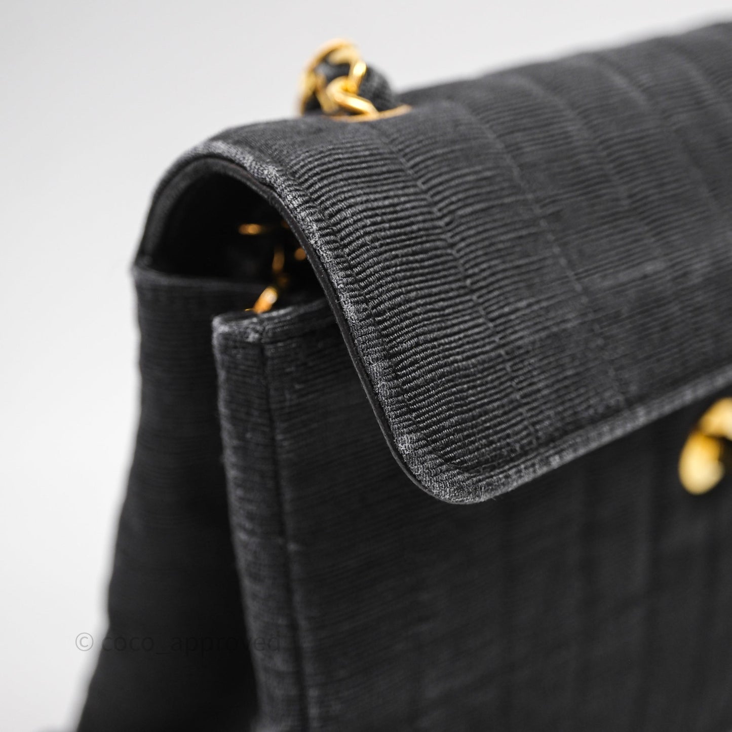 Chanel Vintage Small Flap Bag Black Grosgrain 24K Gold Hardware