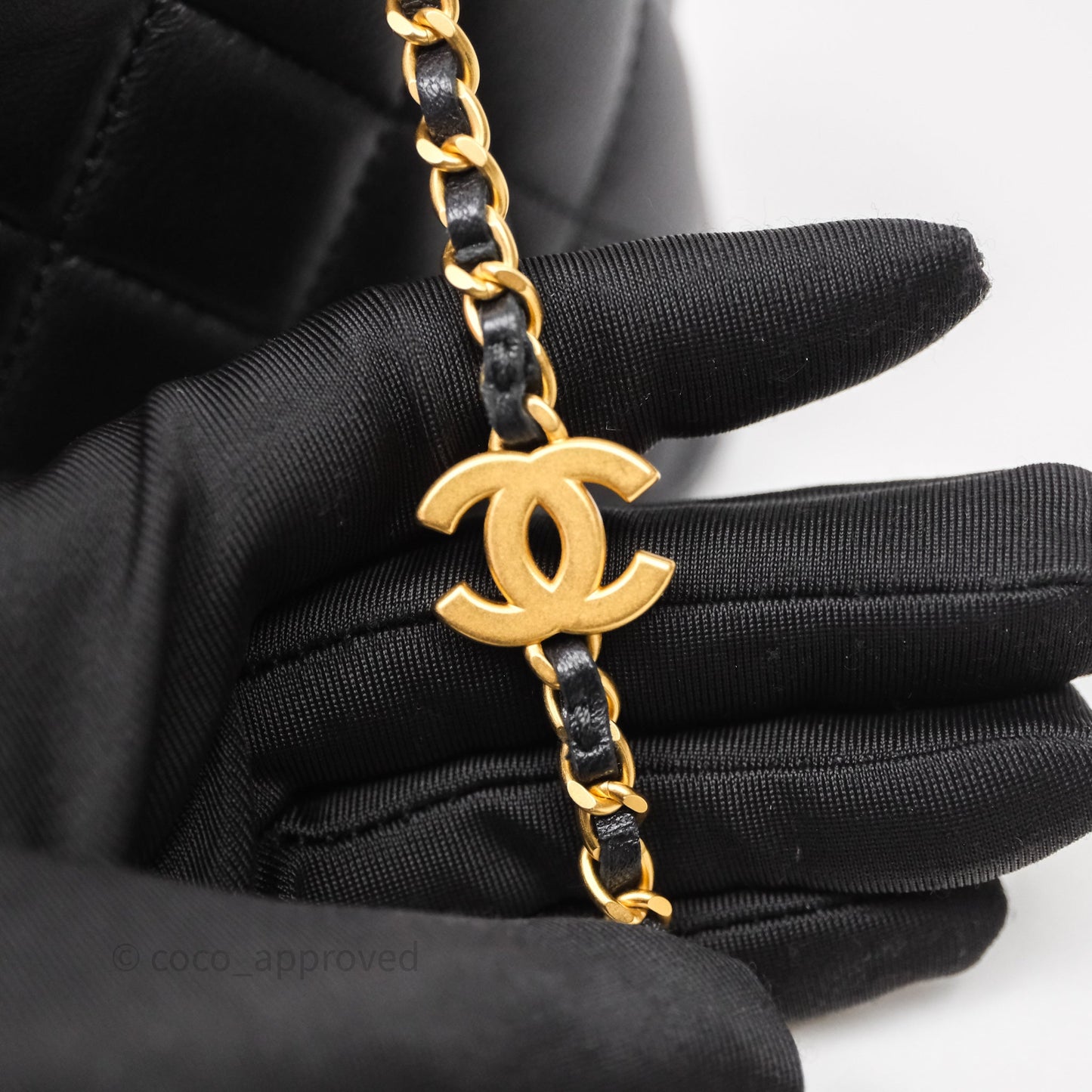 Chanel Vanity With COCO Heart Chain Black Lambskin Aged Gold Hardware