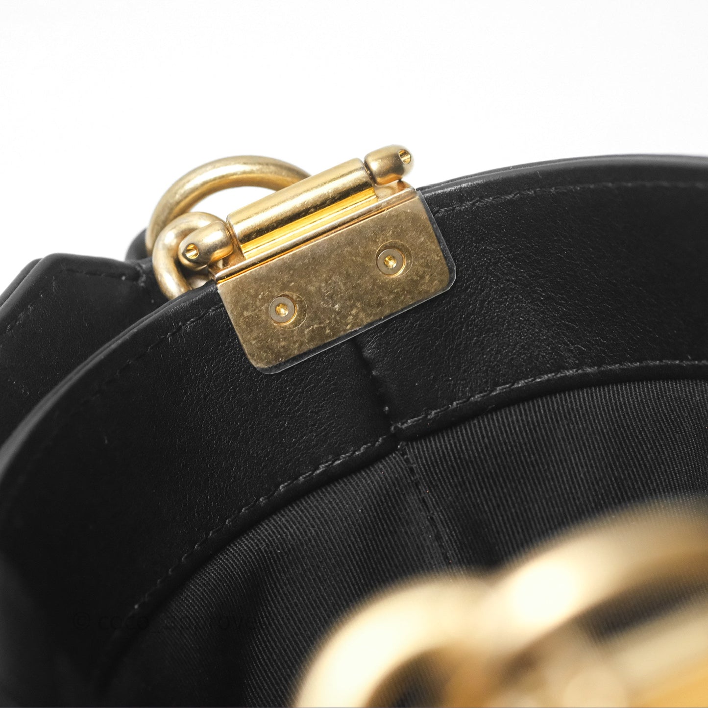 Chanel Quilted Boy Bucket Bag Black Lambskin Aged Gold Hardware