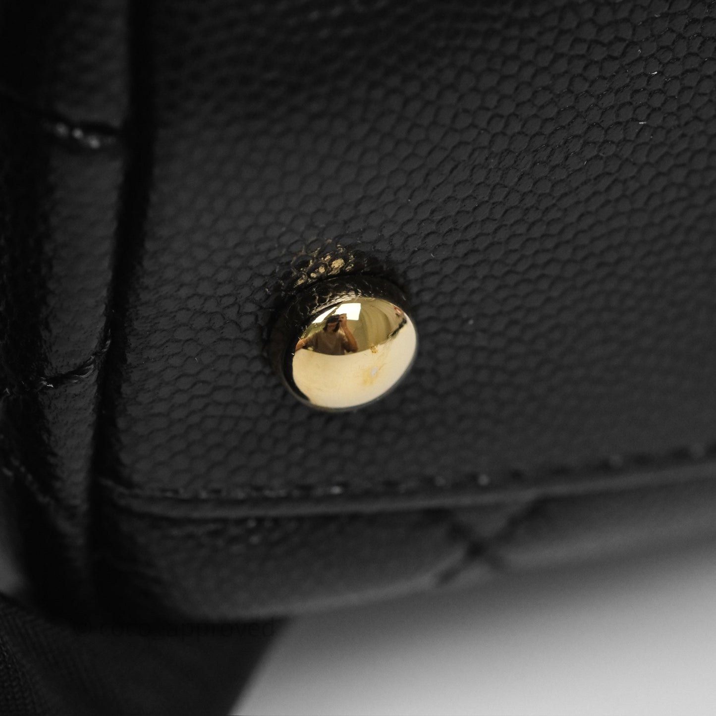 Chanel Small Coco Handle Quilted Black Caviar Gold Hardware Lizard Handle