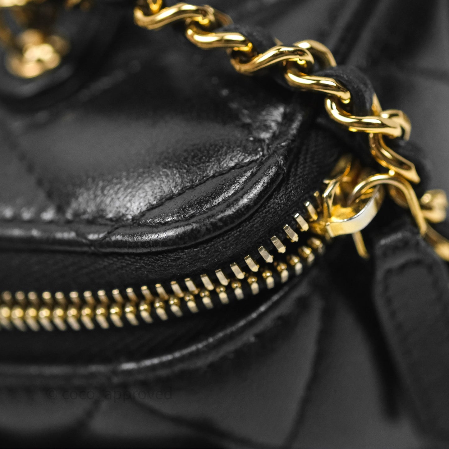 Chanel Cargo Pocket Top Handle Vanity with Chain Black Shiny Lambskin Gold Hardware 22K