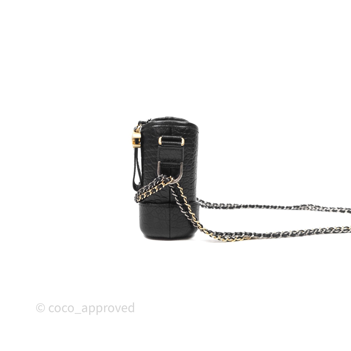 Chanel Crocodile Embossed Calfskin Small Gabrielle Cocodile Hobo Black