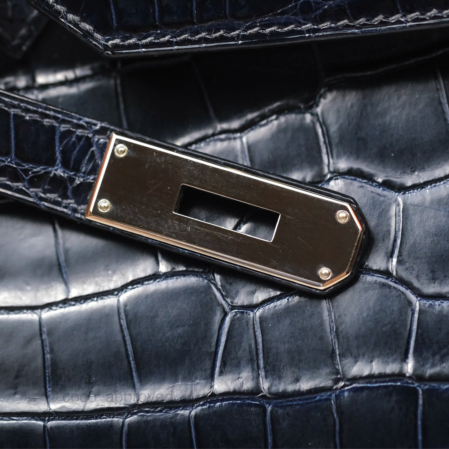 Hermès Birkin 35 Porosus Marine 78 Palladium Hardware