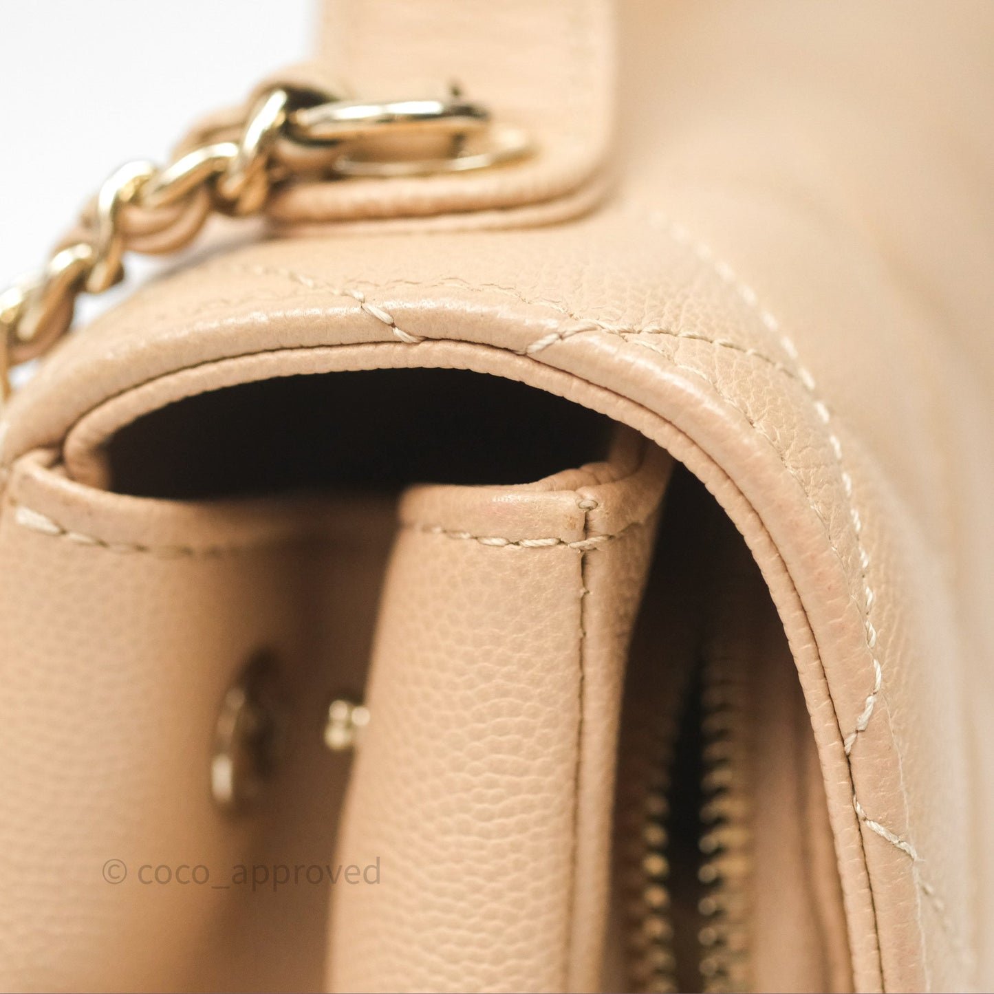 Chanel Quilted Small Business Affinity Flap Beige Caviar Gold Hardware