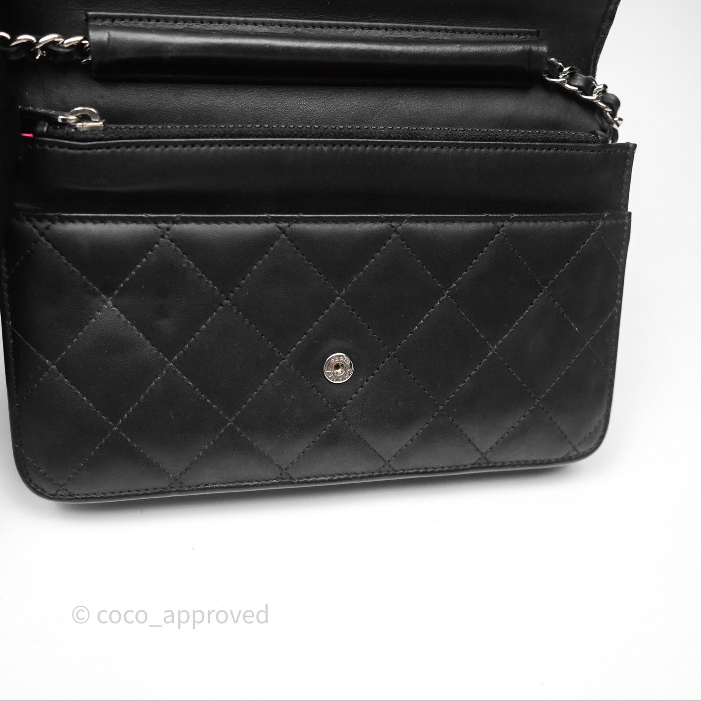 Chanel Quilted Wallet on Chain WOC Cambon Black Calfskin Silver Hardware