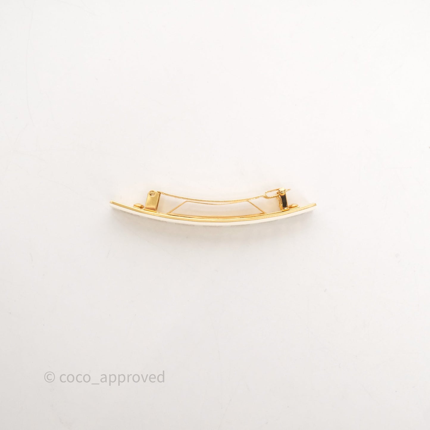 Fendi FF Hair Clip White Gold Tone
