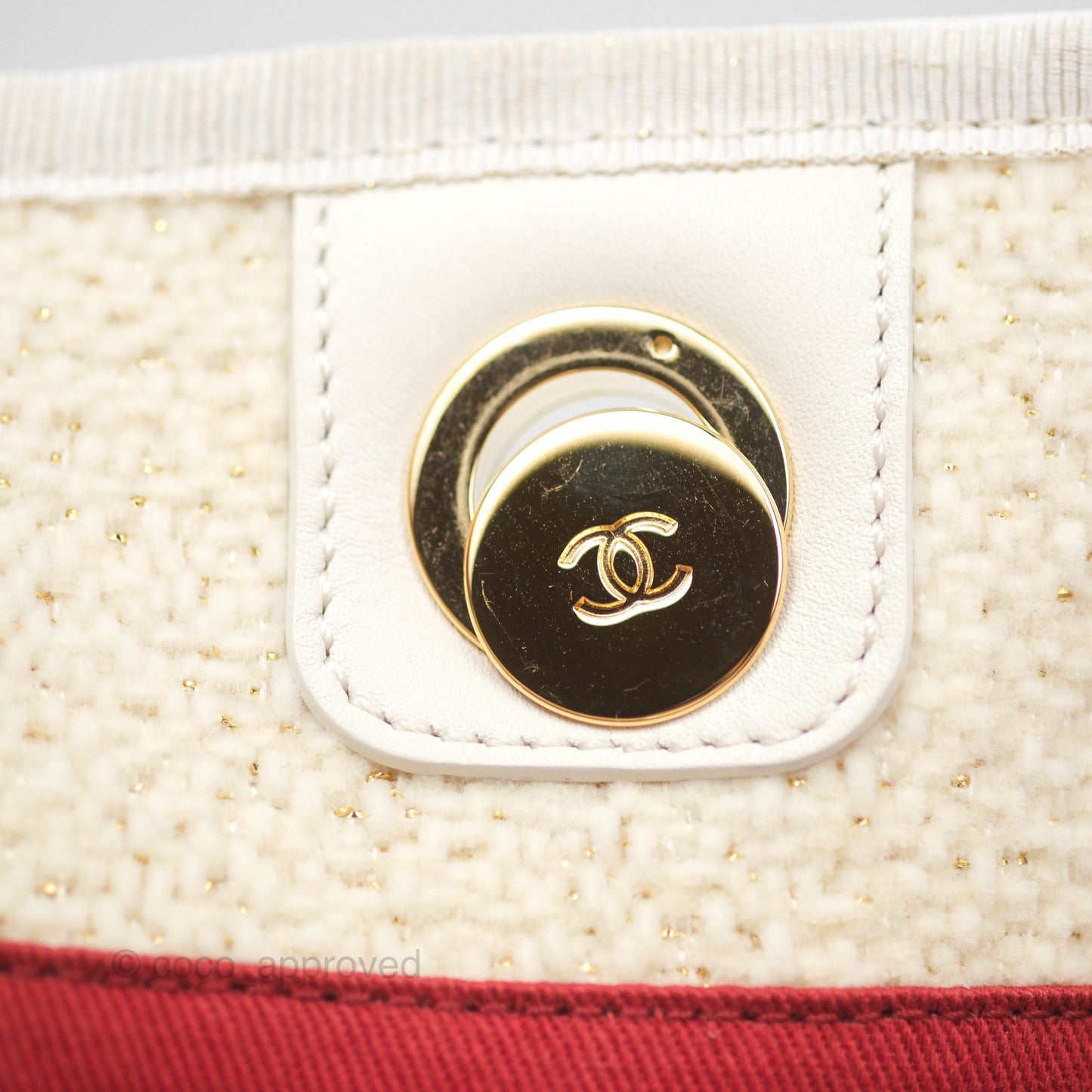 Chanel Medium Deauville Tote Ivory Lurex Boucle 19A