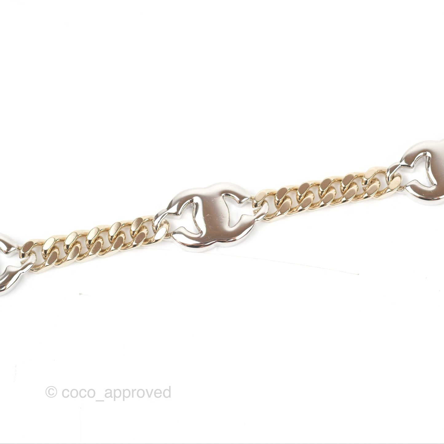 Chanel Silver CC Crystal Chain Choker Gold Tone 24V