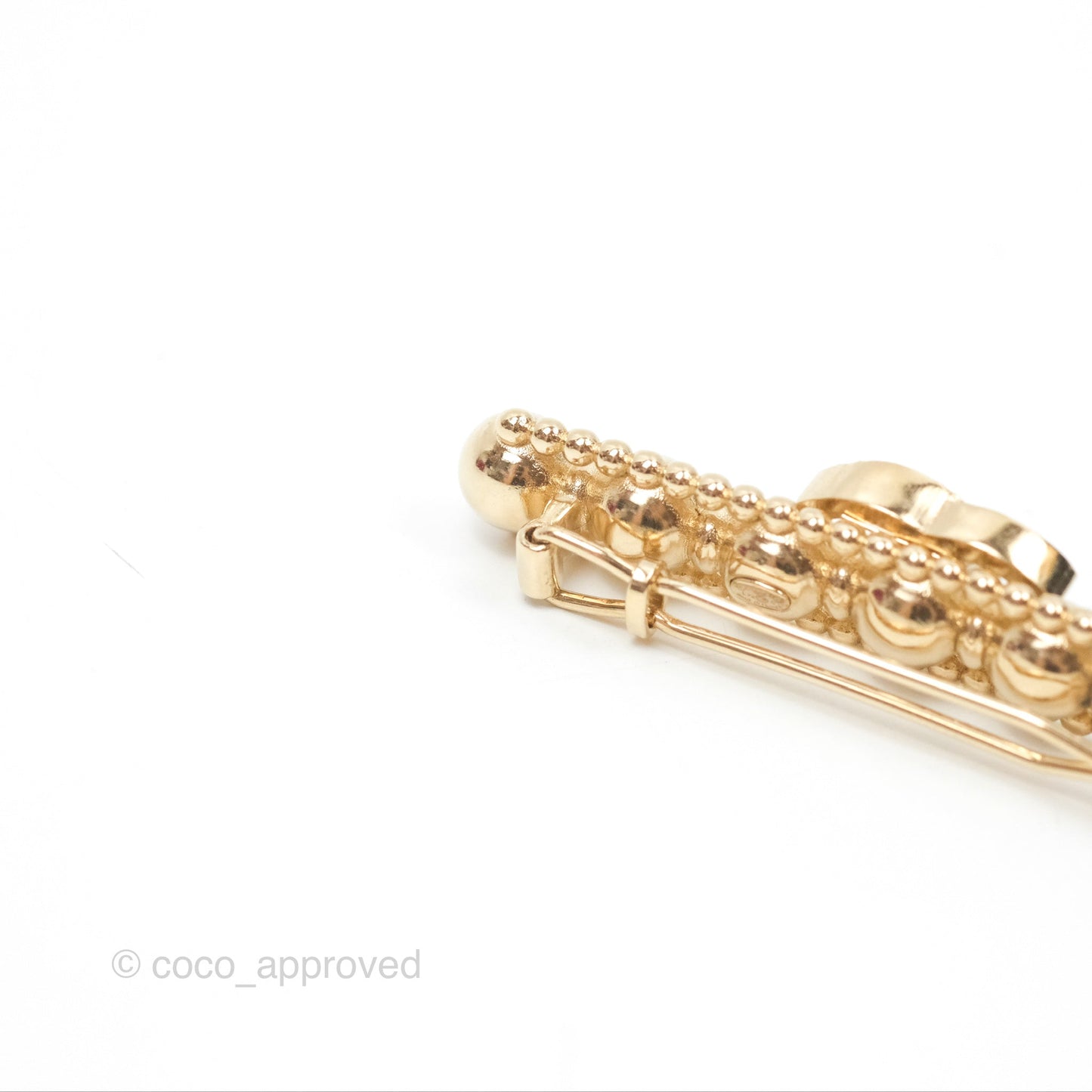 Chanel CC Crystal Bead Hair Clip Gold Tone 22C