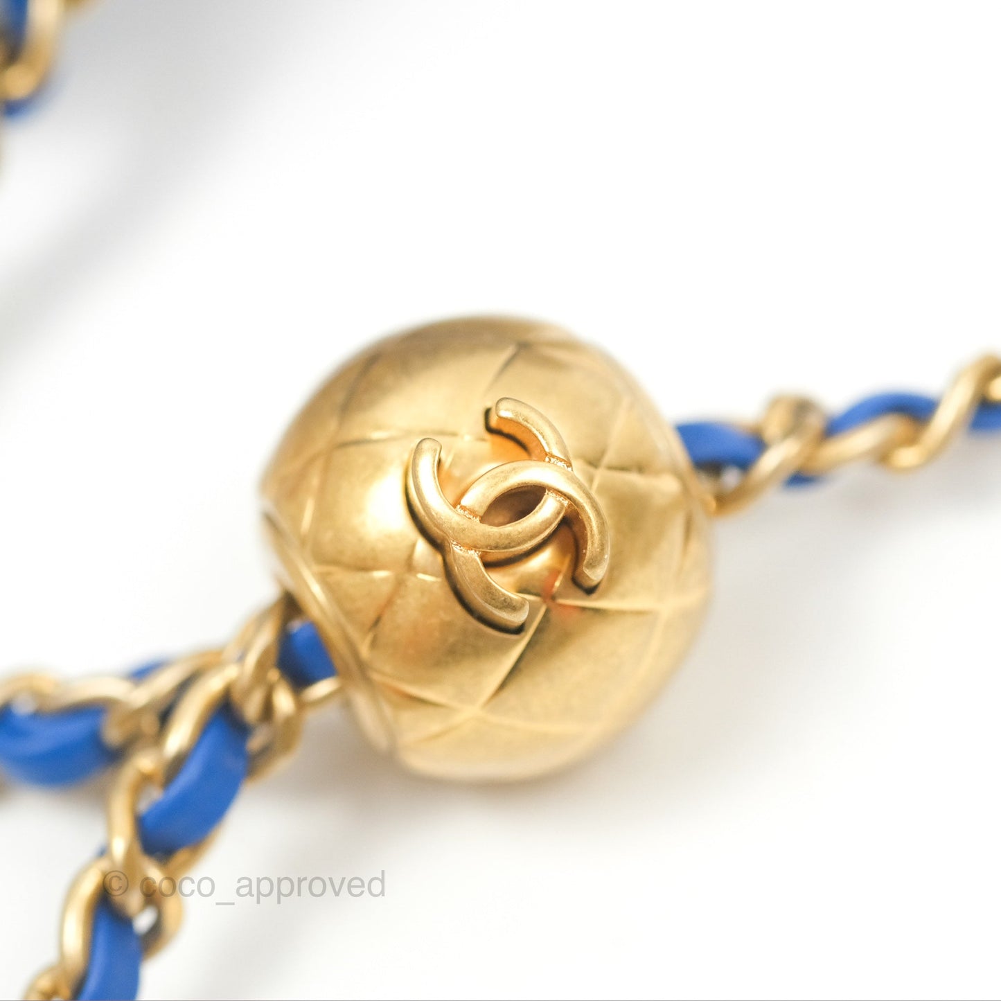 Chanel Pearl Crush Mini Square Quilted Blue Lambskin Aged Gold Hardware