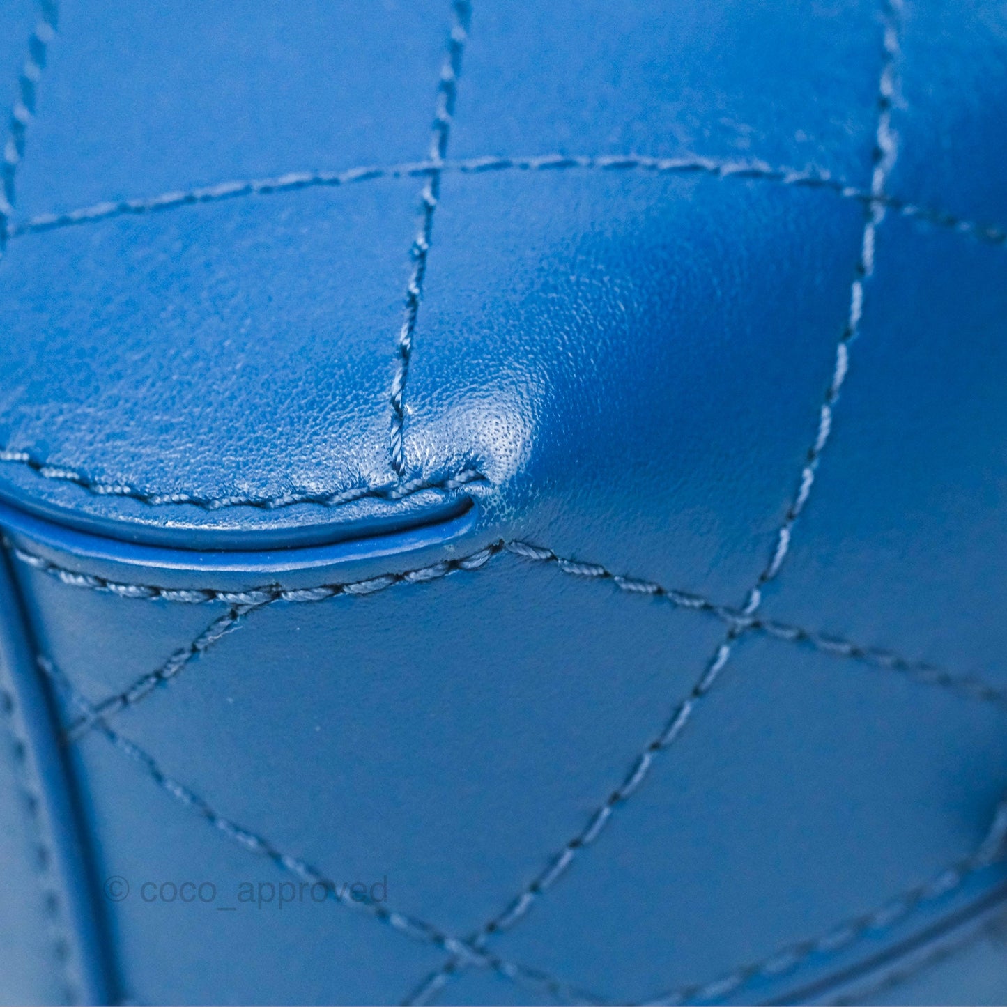 Chanel Stitched Camera Case Bag Blue Calfskin Gold Hardware
