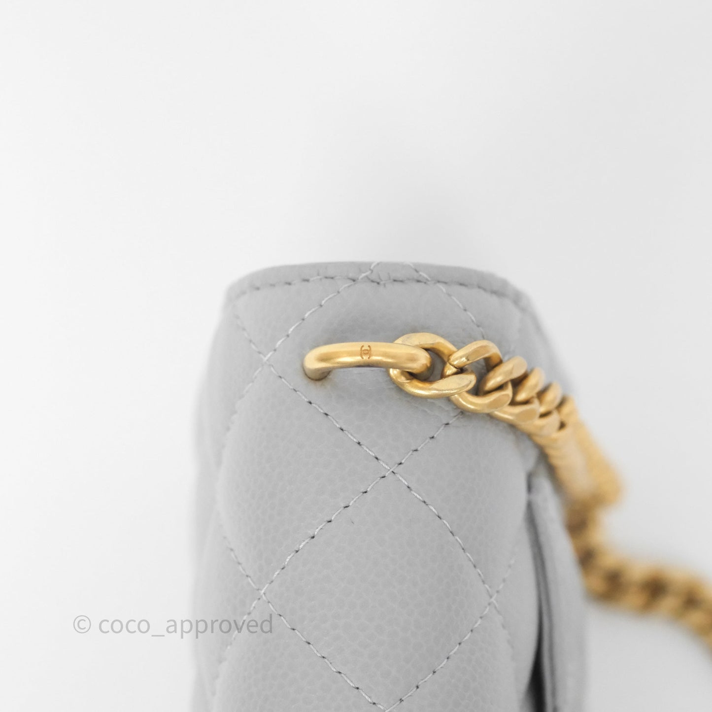 Chanel Heart Adjustable Chain WOC Grey Caviar Aged Gold Hardware