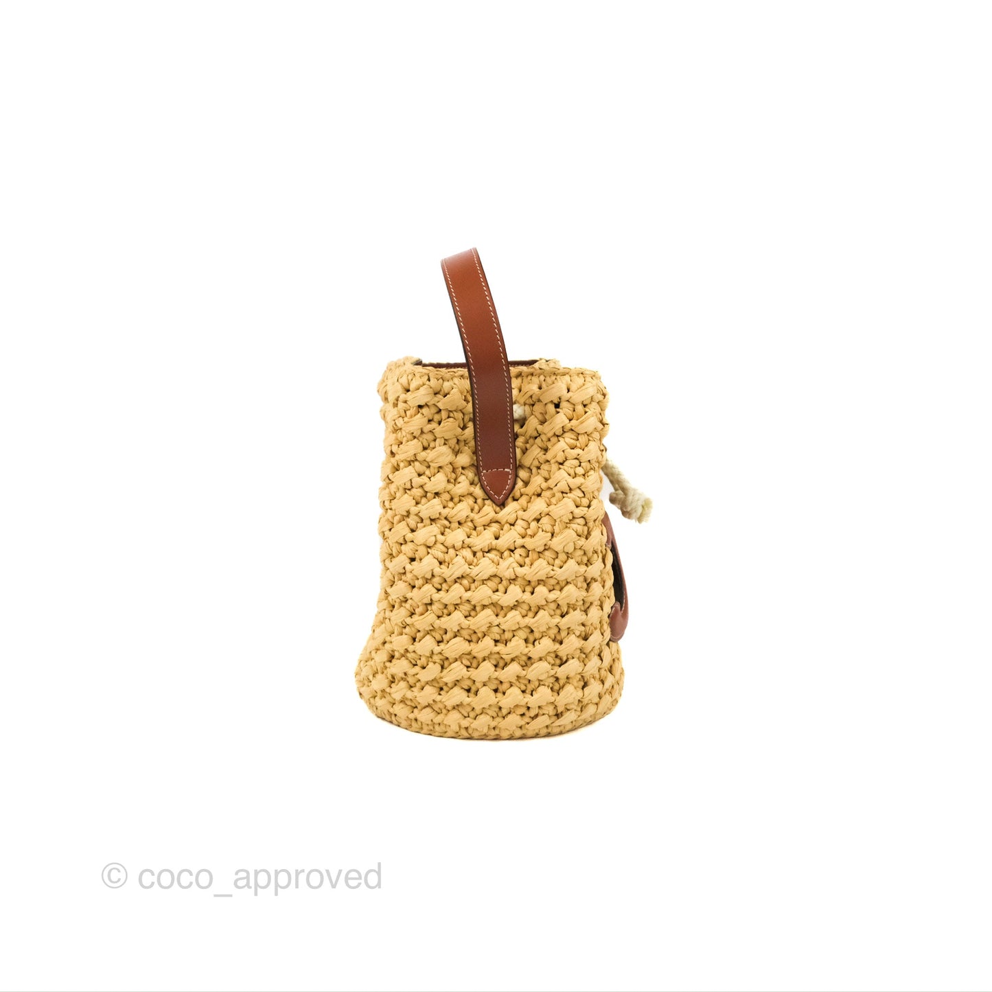 Celine Teen Drawstring Bucket Bag Raffia Natural / Tan Calfskin