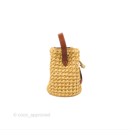 Celine Teen Drawstring Bucket Bag Raffia Natural / Tan Calfskin