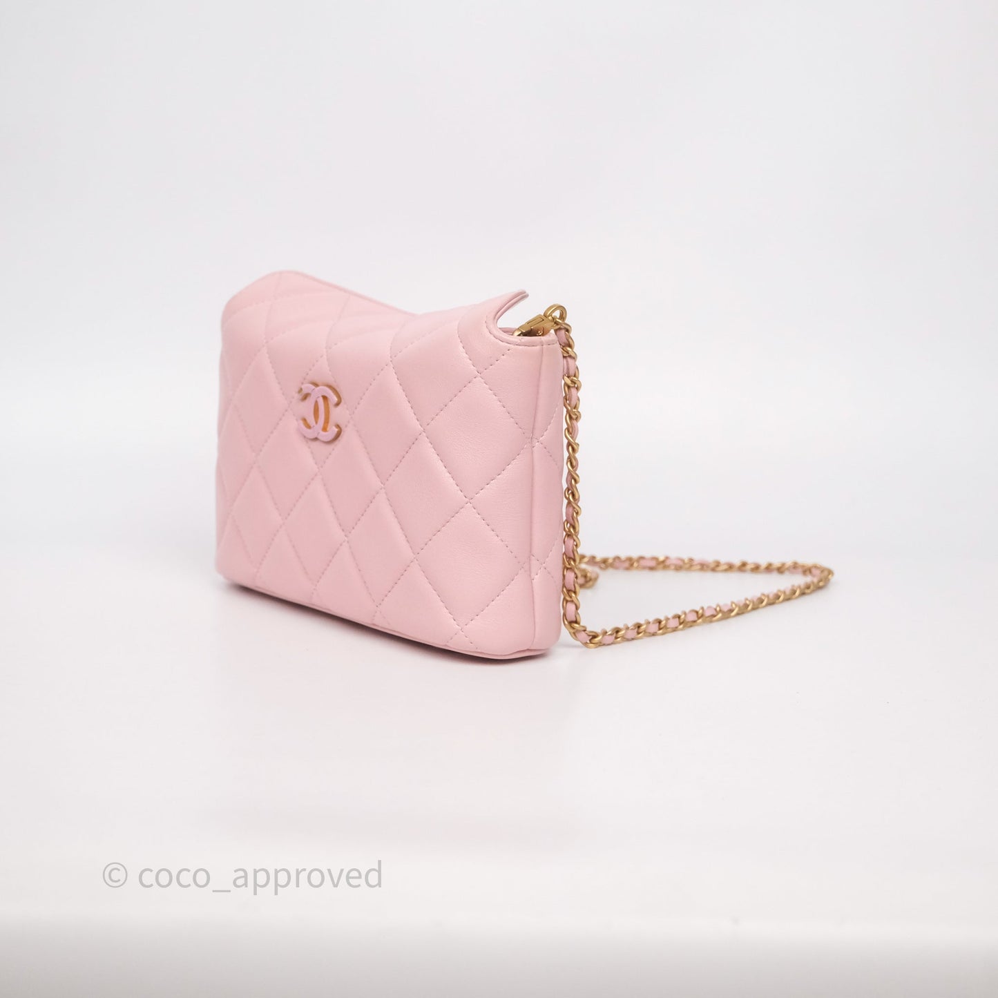 Chanel Quilted Hobo With CC Adjustable Chain Pink Lambskin Aged Gold Hardware