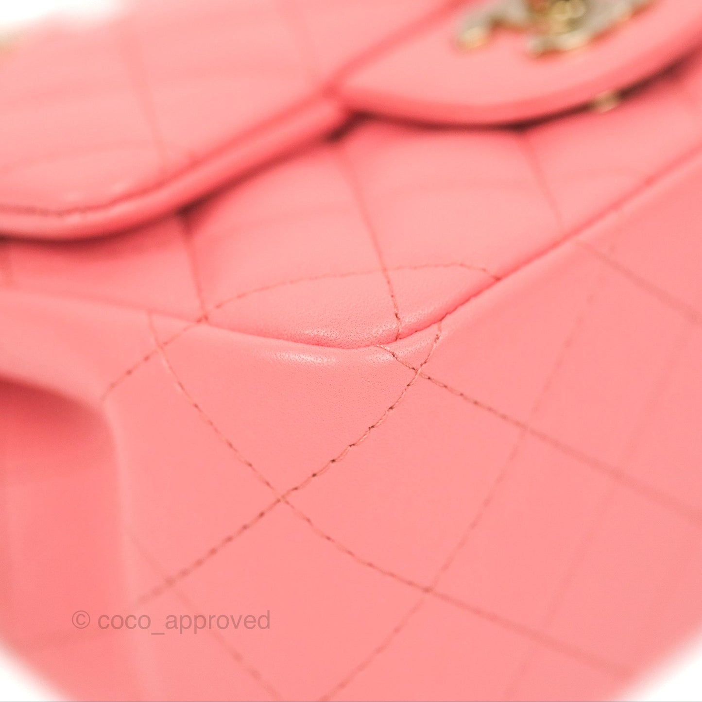 Chanel Quilted Mini Square Flap Pink Lambskin Gold Hardware