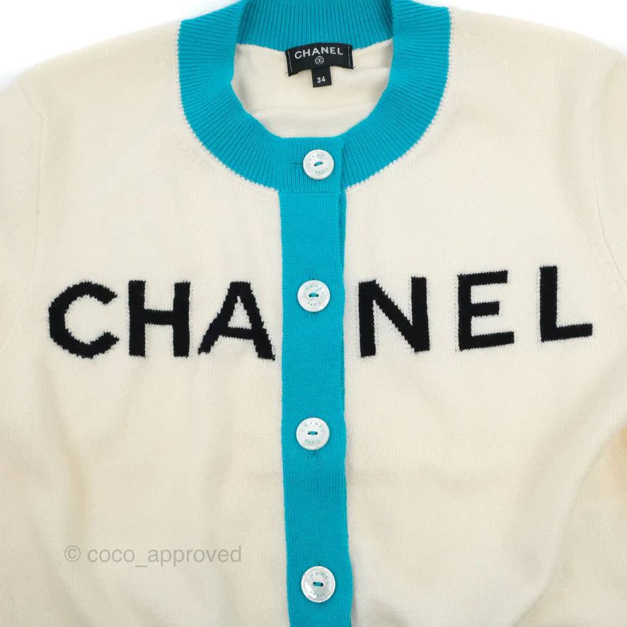 Chanel CHA-NEL Two-tone Cashmere Cardigan Runway 2019SS Size 34