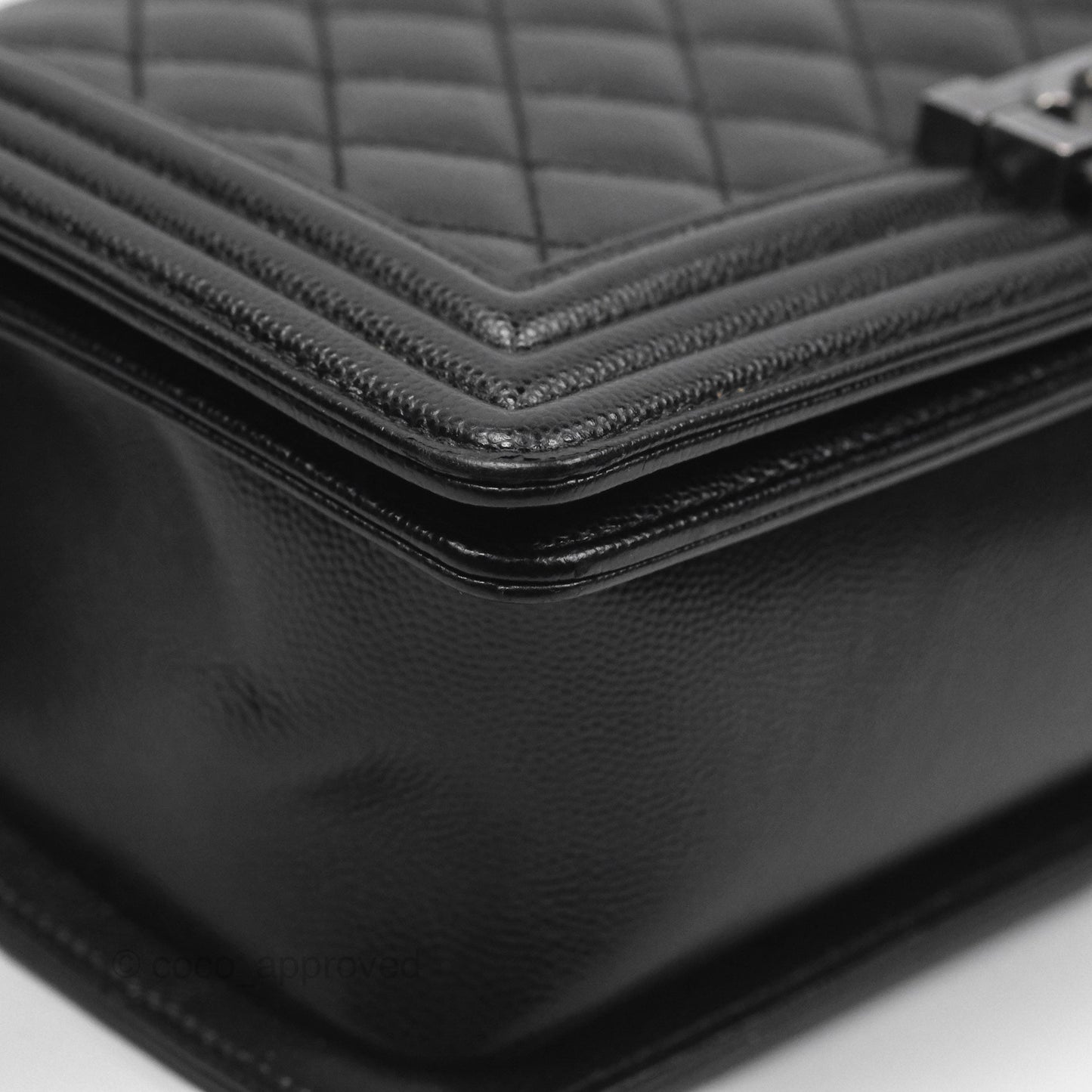 Chanel Medium Boy Quilted Black Caviar Ruthenium Hardware