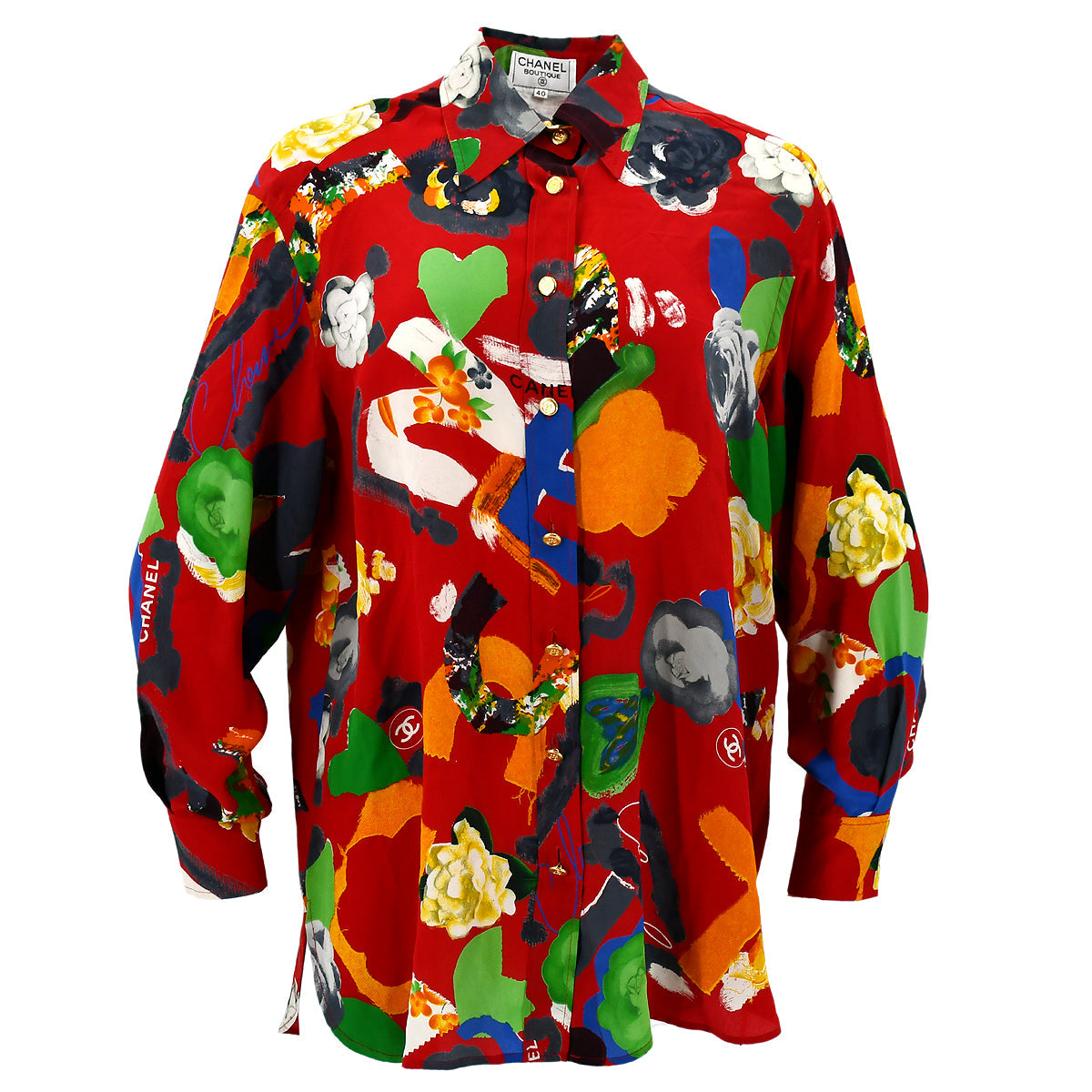 Luxury Chanel Spring 1992 floral-print shirt #40