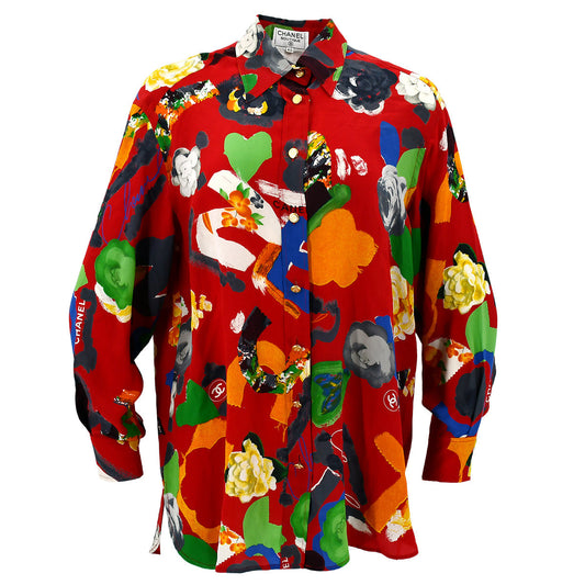 Luxury Chanel Spring 1992 floral-print shirt #40