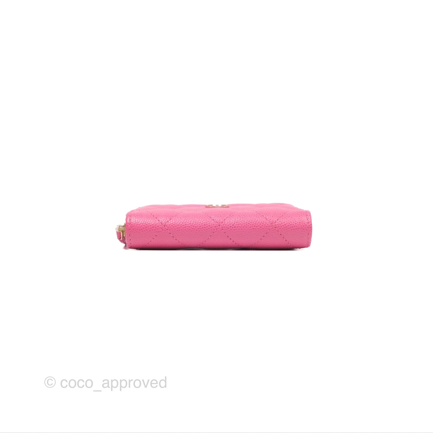 Chanel Quilted Zip Card Holder Pink Caviar Gold Hardware