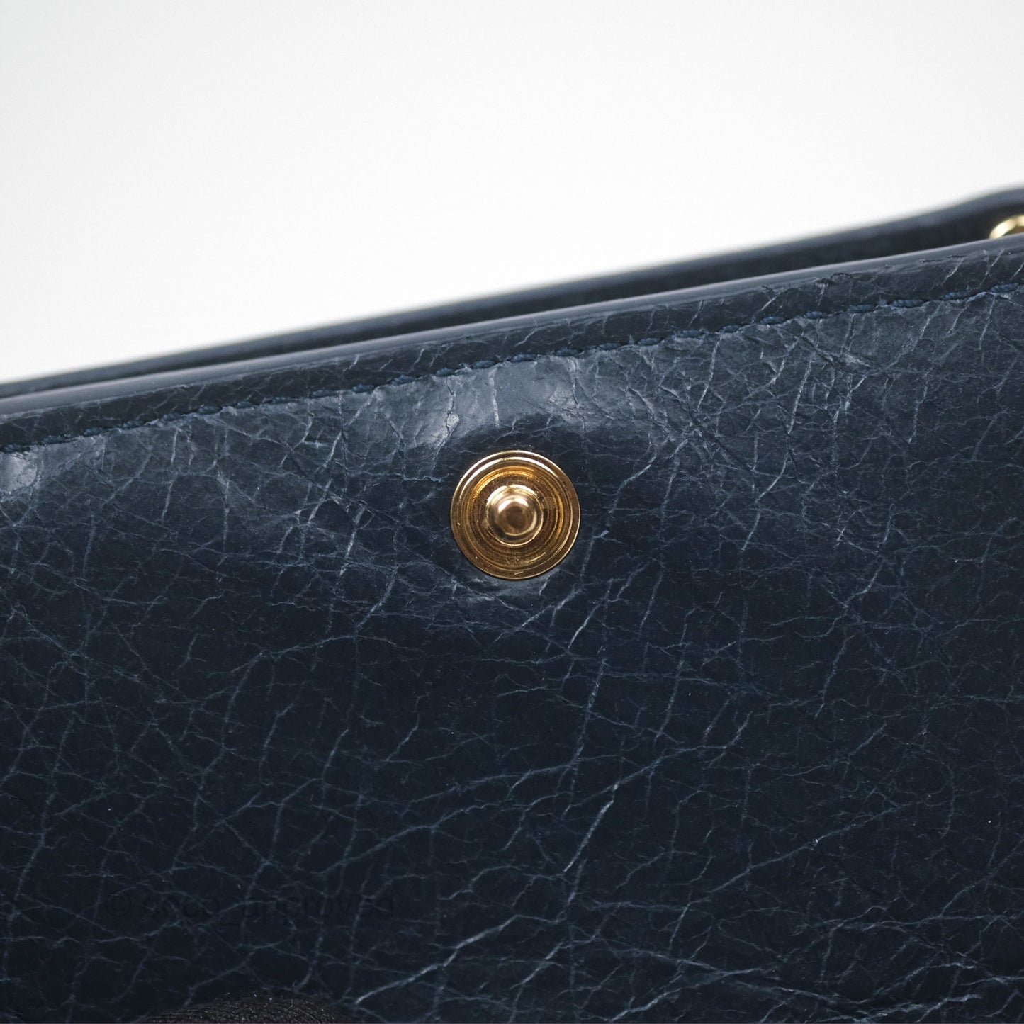 Balenciaga Le City Mini Wallet Navy Gold Hardware