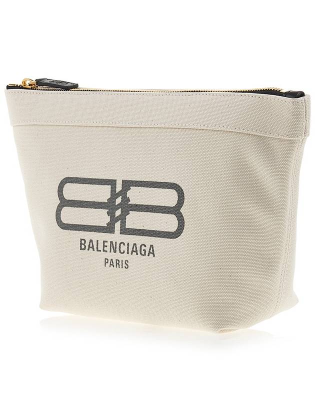 Luxury Balenciaga Logo Print Jumbo Pouch Bag Ivory