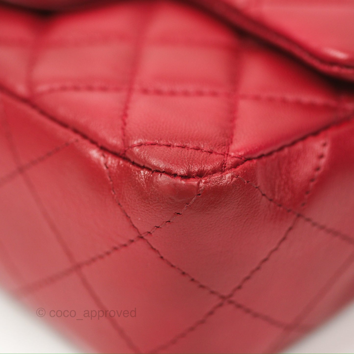 Chanel Quilted Mini Rectangular Flap Red Lambskin Silver Hardware